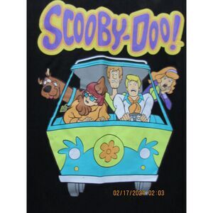 SCOOBY-DOO SIZE XL BLACK T-SHIRT MYSTERY BUS COTTON BLEND RETRO HANNA BARBERA